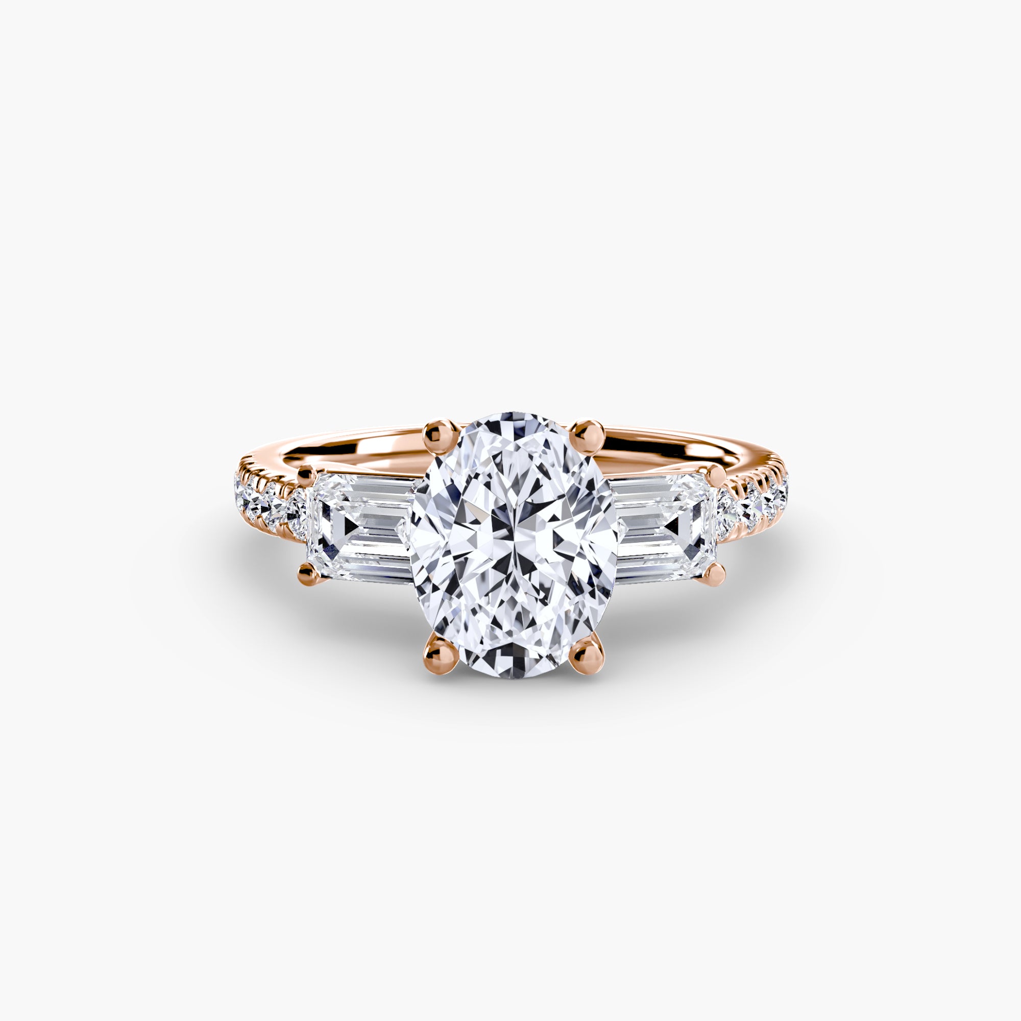 Three-Stone Ring with Pavé Band 4