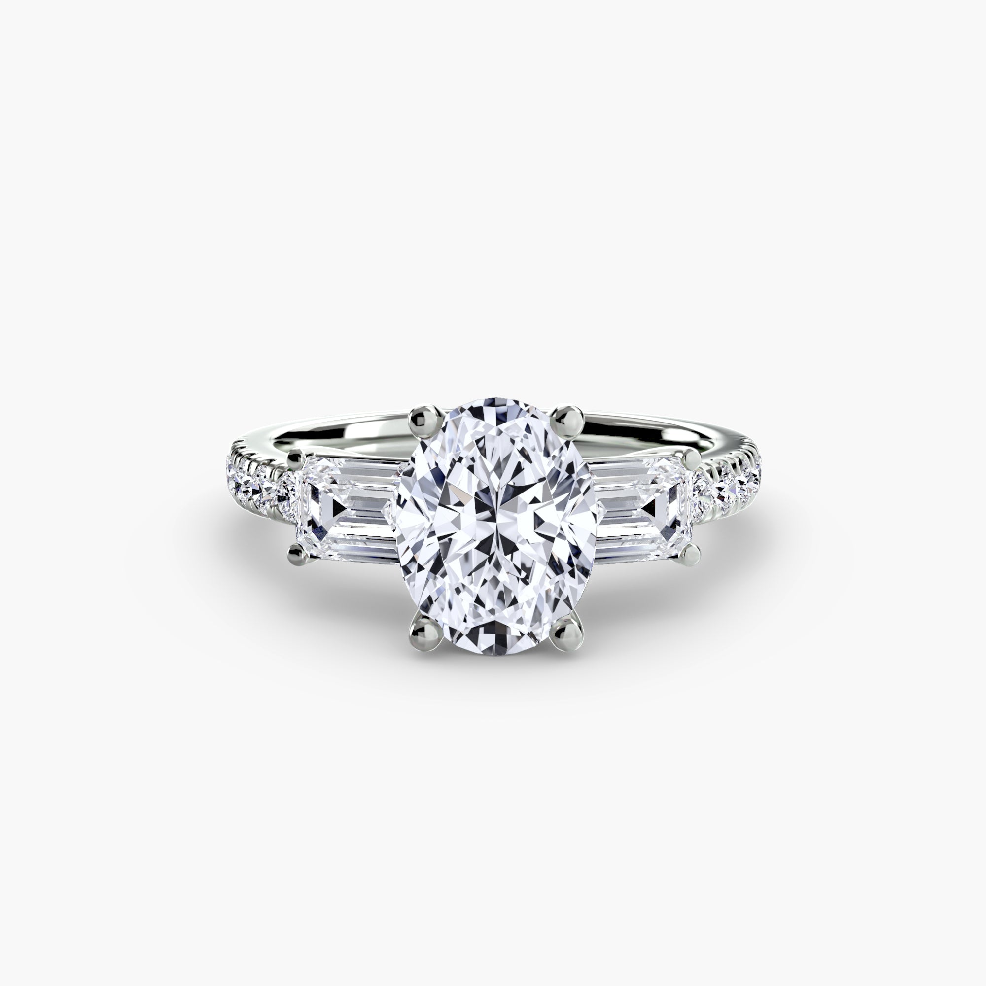 Three-Stone Ring with Pavé Band 4