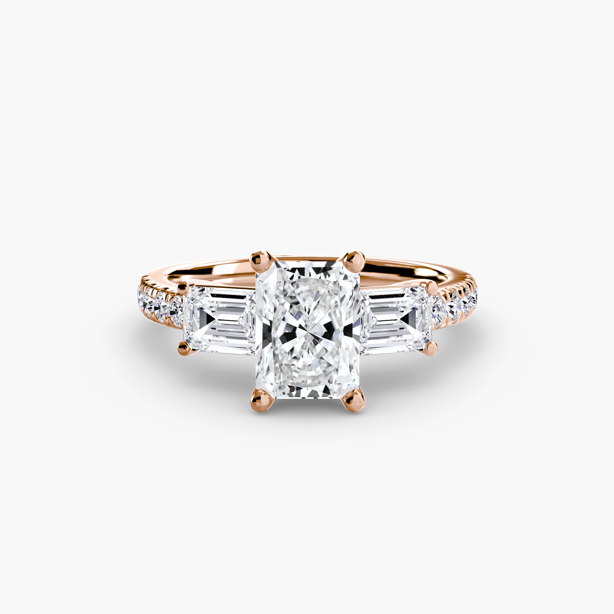 Three-Stone Ring with Pavé Band 4