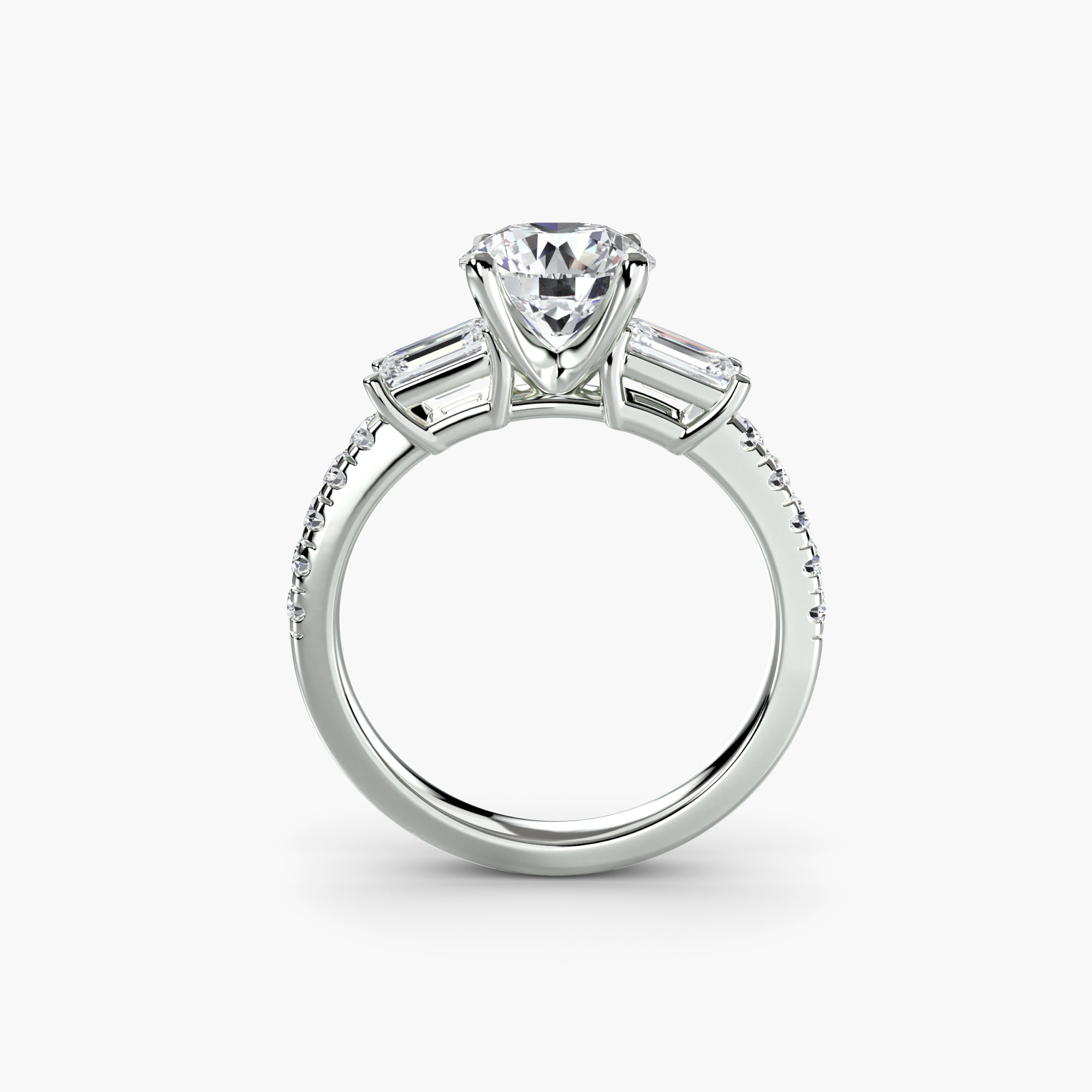 Three-Stone Ring with Pavé Band 4