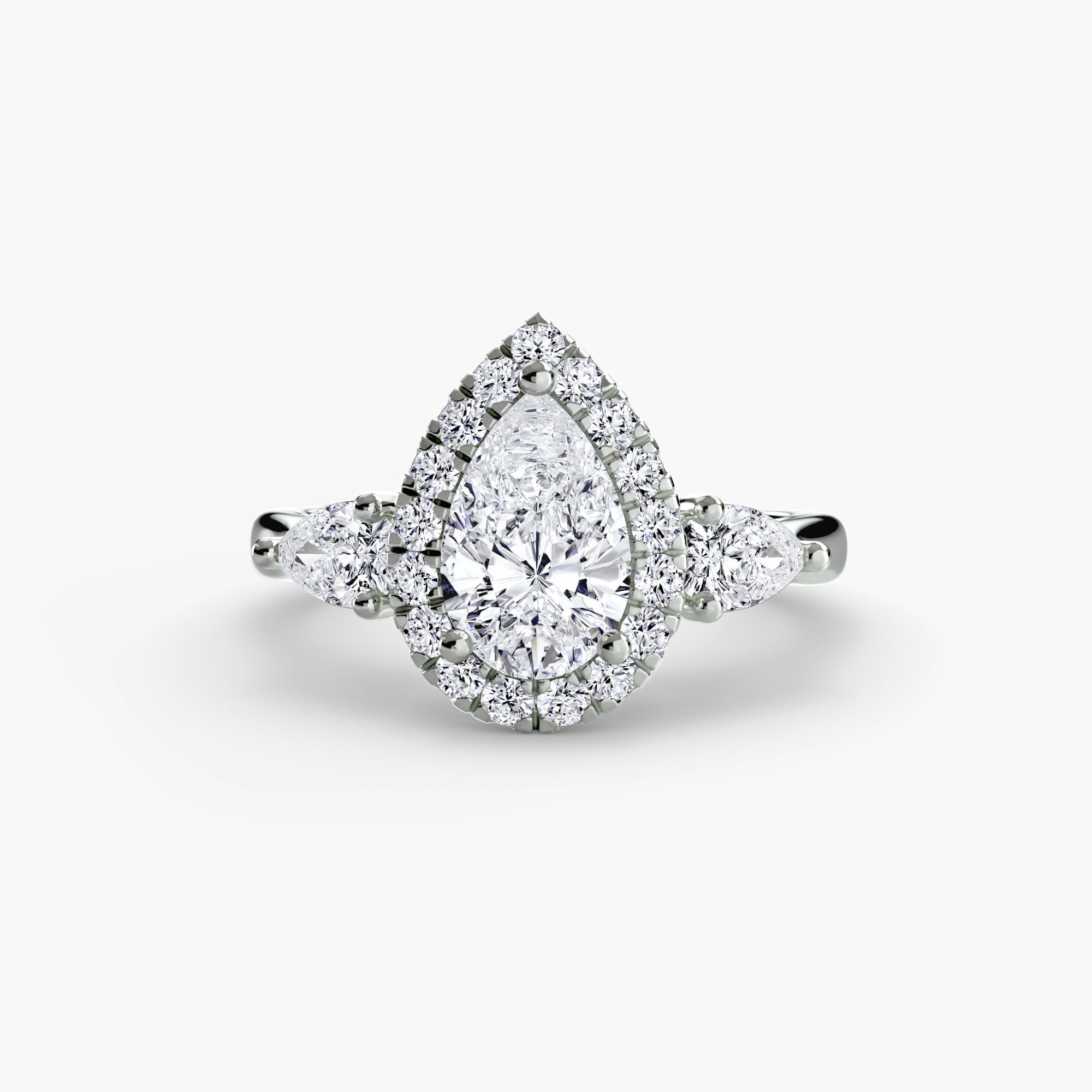 Three-Stone Ring with Halo