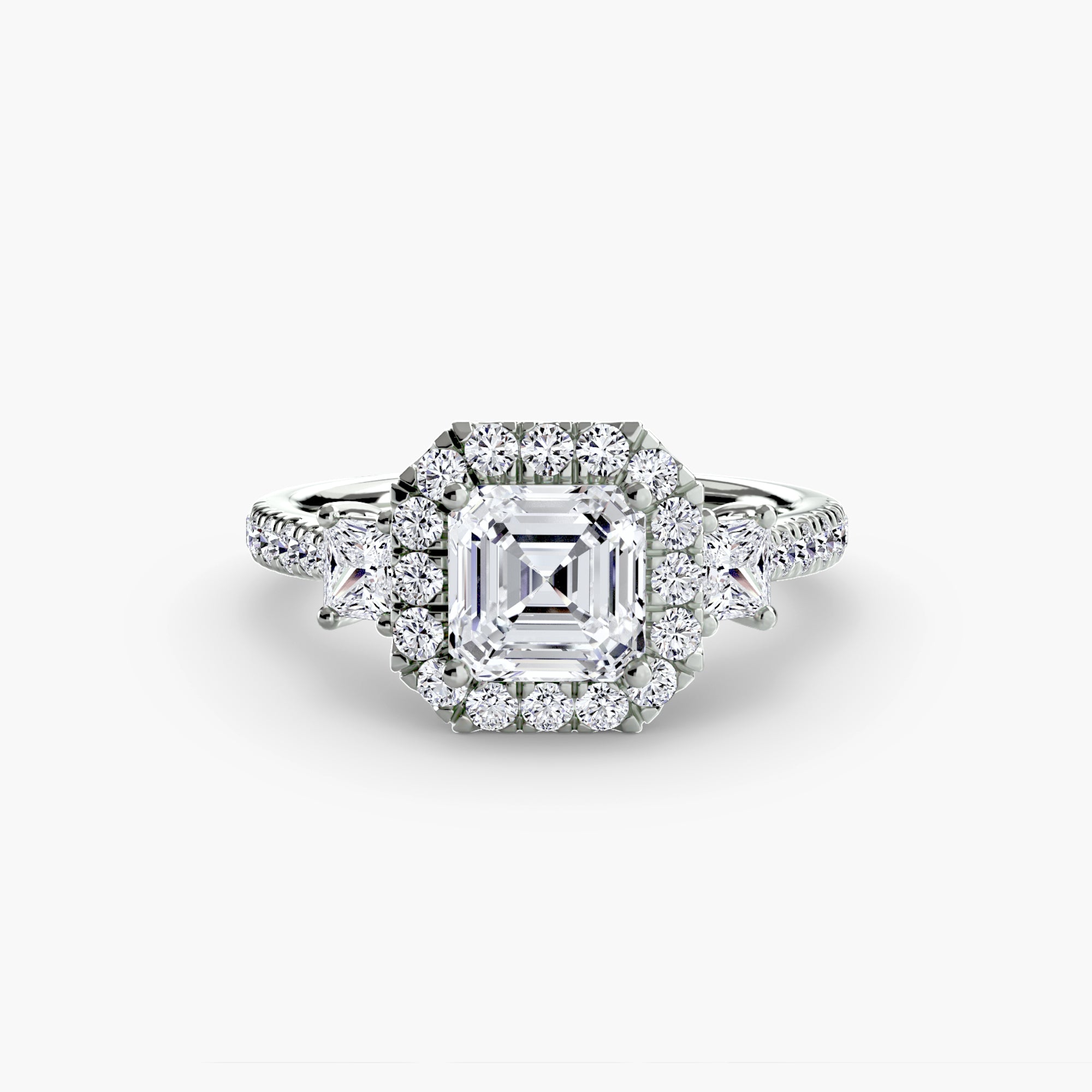 Three-Stone Ring with Halo 2