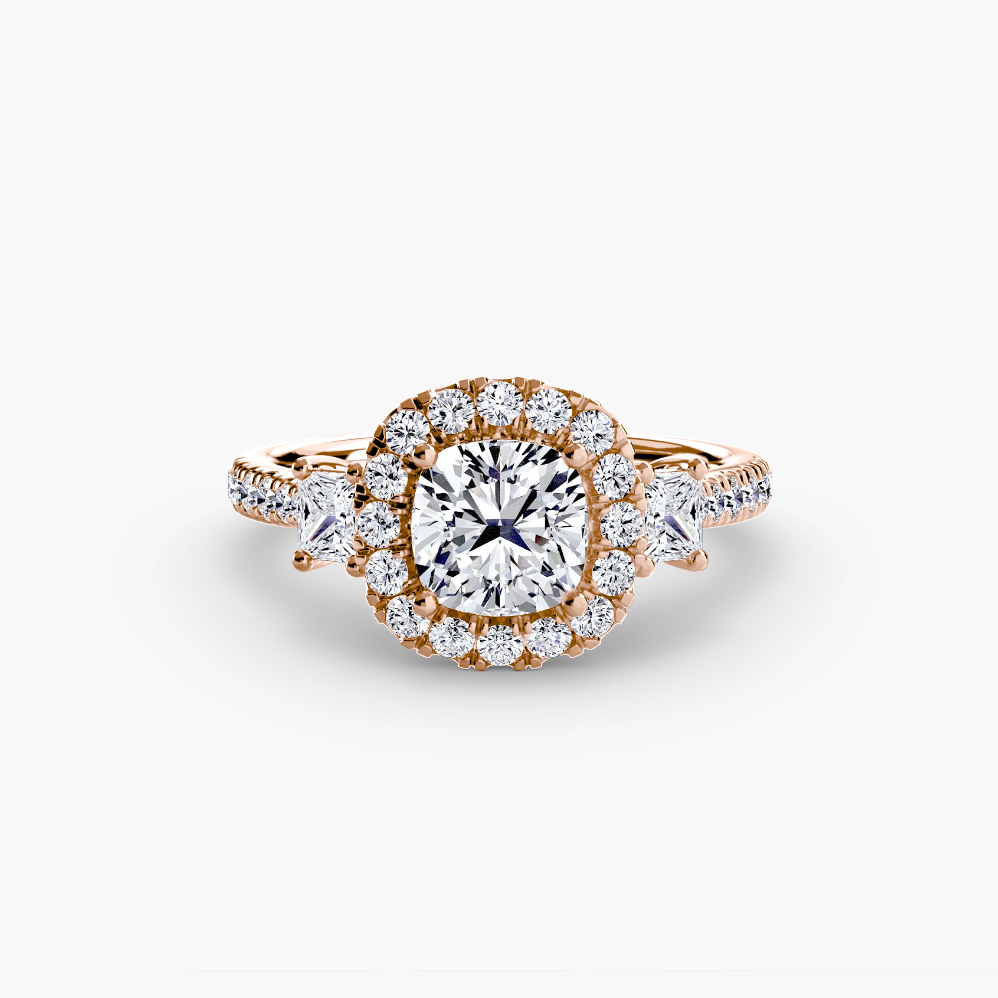 Three-Stone Ring with Halo 2